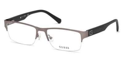 Guess GU50017 009 Gray Metal Semi Rim Optical Eyeglasses Frame 56-18-145 GU