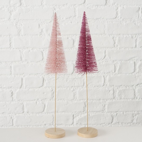 Deko Baum BäUmchen Dekoaufsteller H 40 Cm Rosa Kunststoff 2Er Set-image