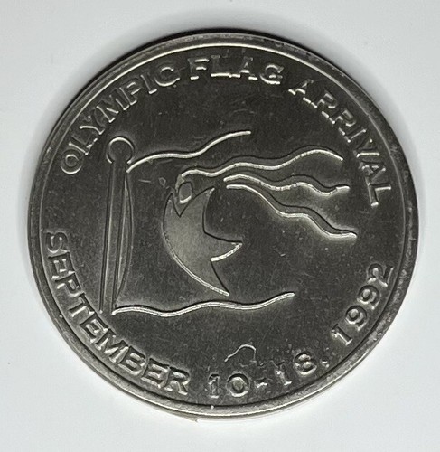 Atlanta 1996 Olympic Flag Arrival Silver Toned Medallion - Picture 2 of 2
