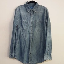 The Foundry men's denim Dyed casual shirt button down long sleeves LT vacation