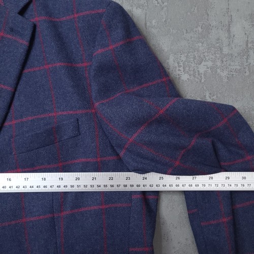 Giacca tweed Brook Taverner blazer uomo 48L blu lana check vetro finestra - Foto 11 di 15