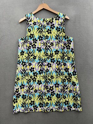 Emma & Michele 12 Tropical Floral Sleeveless Shift Dress Multicolored