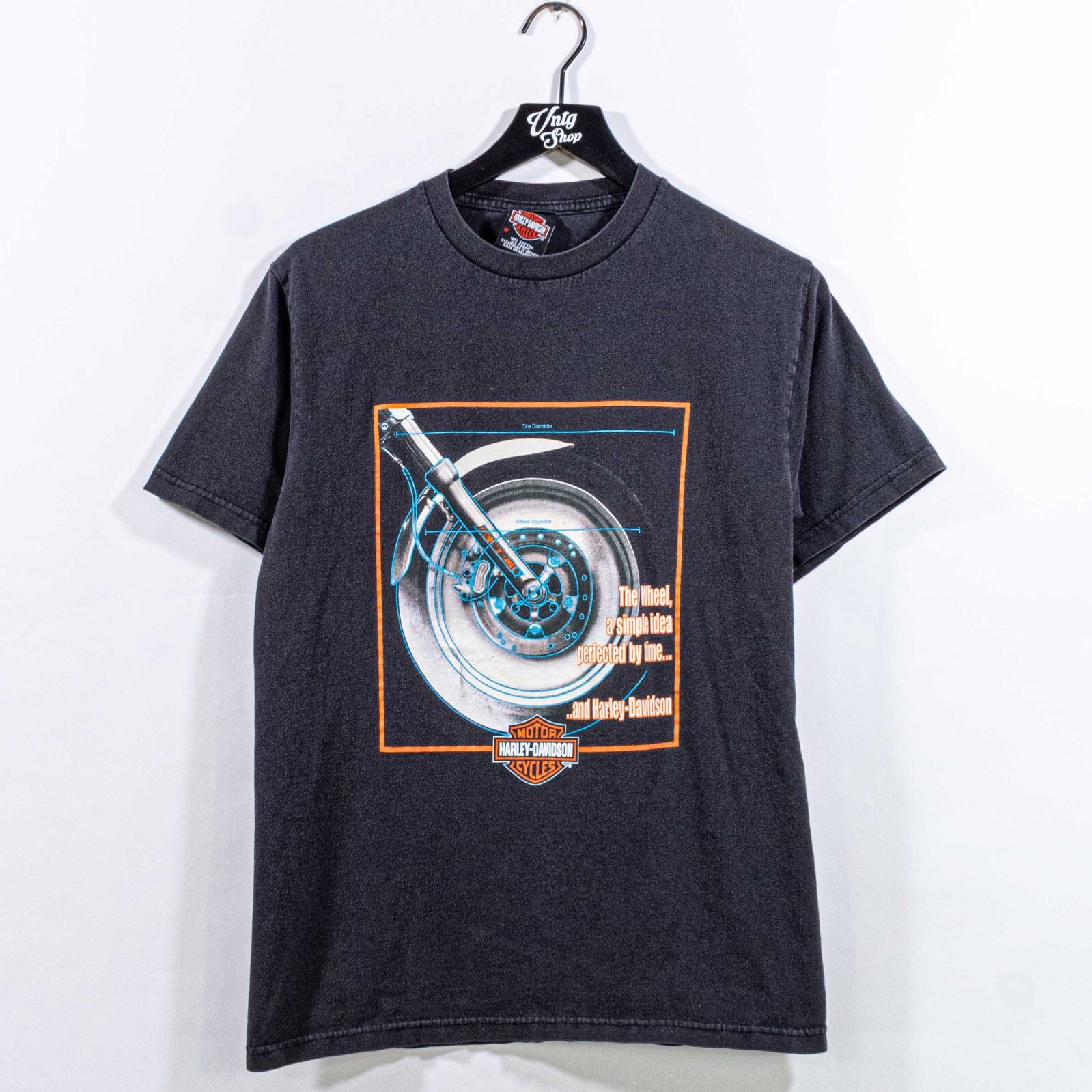 Harley Davidson Motorcycles The Wheel T-Shirt Medium Y2K Biker Grunge Streetwear