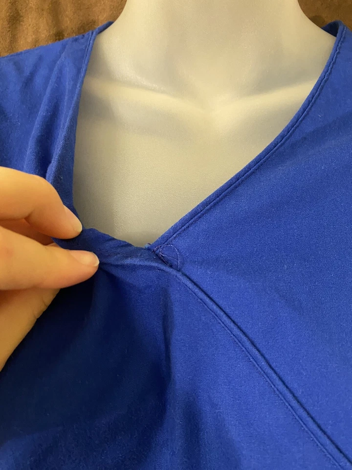 Electric Blue Women’s Scrub Top & Bottom XS Drawstring Simply Basic Brand - Image 4 of 4