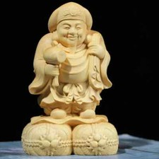 Boxwood Carving Solid Wood Buddha Statue Craft Decoration Feng Shui Sculpture