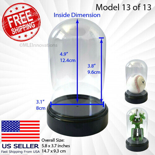 Acrylic Display Case Tall Small Clear Plastic Round Dome Dust Proof Toy Figure - Picture 1 of 12