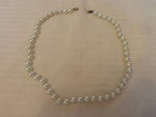 Vintage Stranded Round White Ball Faux Pearl Choker Necklace 18.25" Long