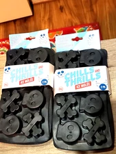 6 pcs 3 sets of 2 trays Ice Cube mold Skull & Crossbones silicone NIP BPA free