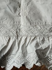 SPLENDIDO antico piumone francese trousseau cotone lino bambino SH mono fine 1800