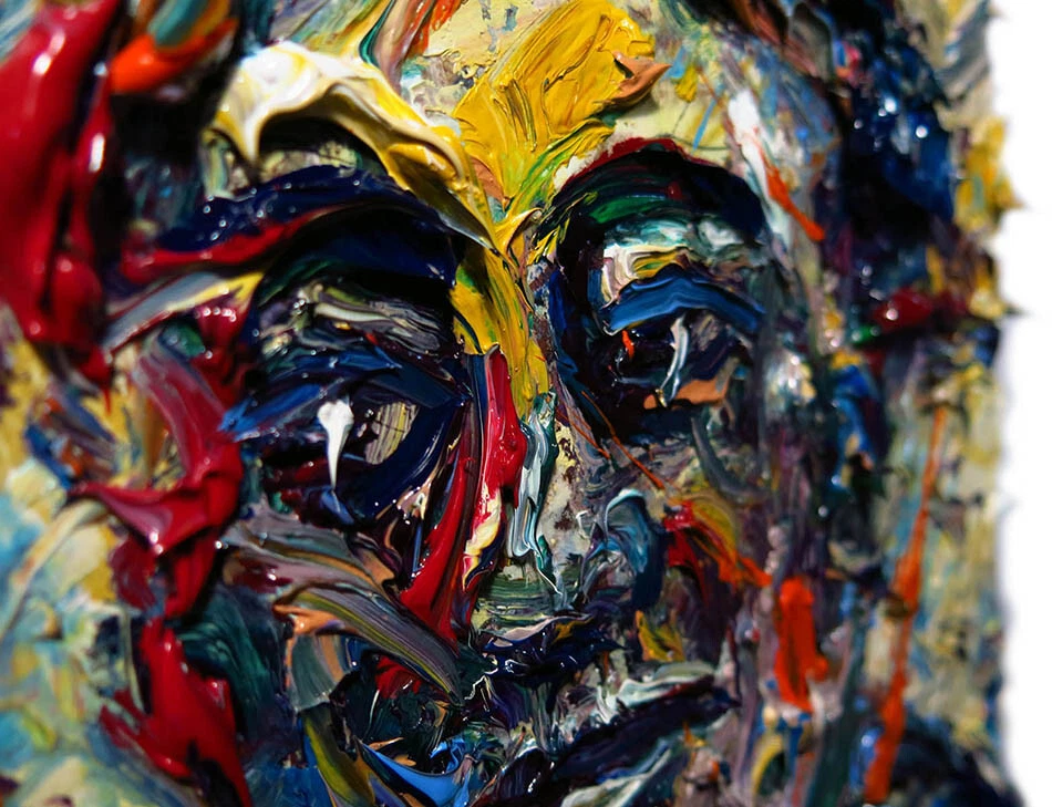 ABSTRACT IMPASTO EXPRESSIONISM POP ORIGINAL OIL PAINTING ART SIGNED PORTRAIT NR - Image 4 of 4