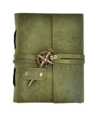 Vintage Green LeatherJournal Notebooks Handmade  Paper