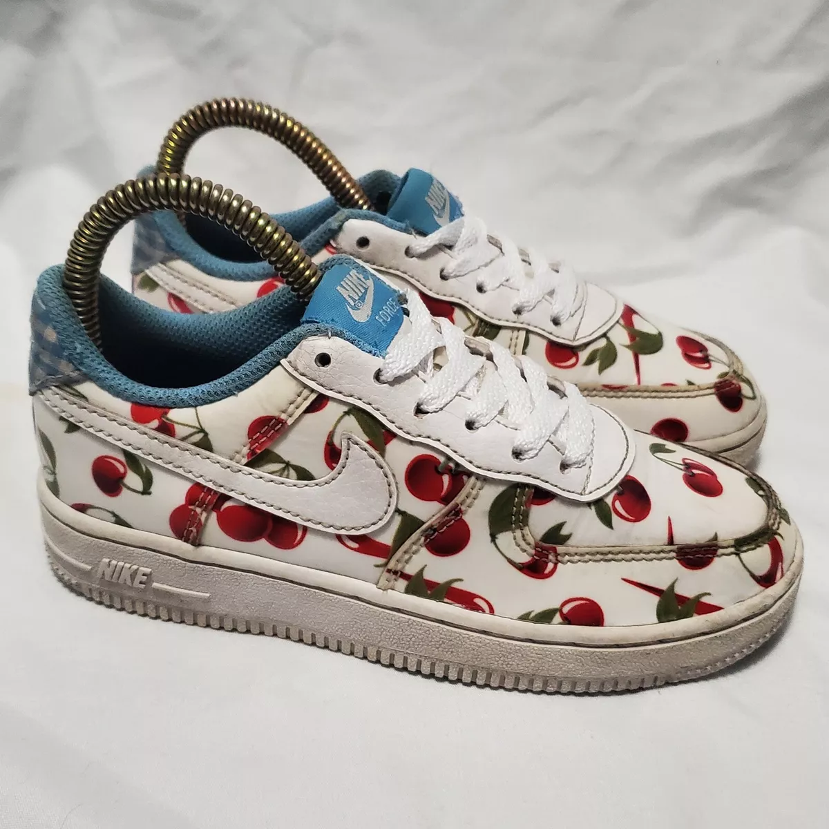 Nike Air Force 1 LV8 Cherry Picnic Shoe White Blue Red Kids Size 13C