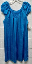 NWT Vintage Lorraine Peacock Blue Nylon Lace Lingerie Long Nightgown Medium