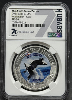 2021 Cook Islands US State Animal Series Washington Orca NGC MS 70