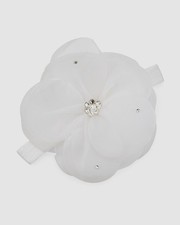 Bari Lynn Baby's White Crystal Embellished Flower Elastic Headband One Size