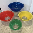 Clear bottom primary colors PYREX bowls set of 4 Vintage