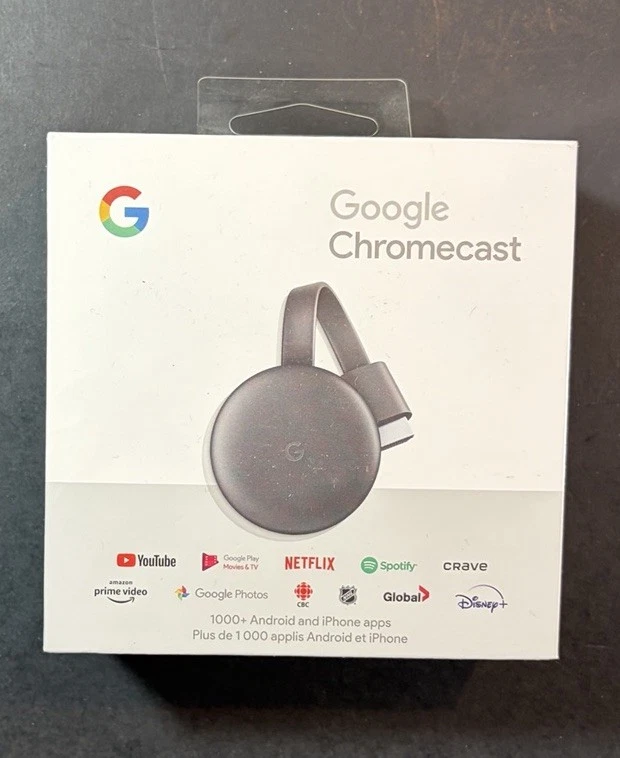 Google Chromecast (3rd Generation) Black HDMI Media Streamers for