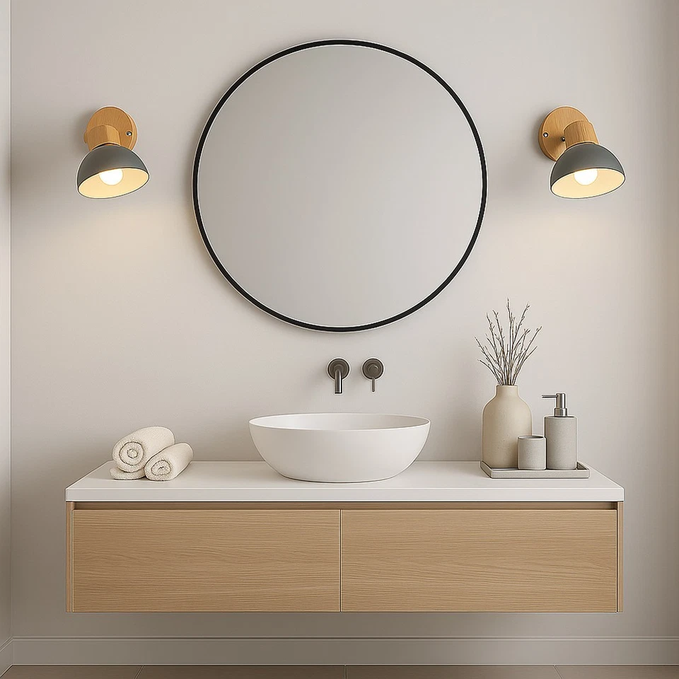 Applique da parete moderno in legno e metallo orientabile attacco E27 - Immagine 4 di 4