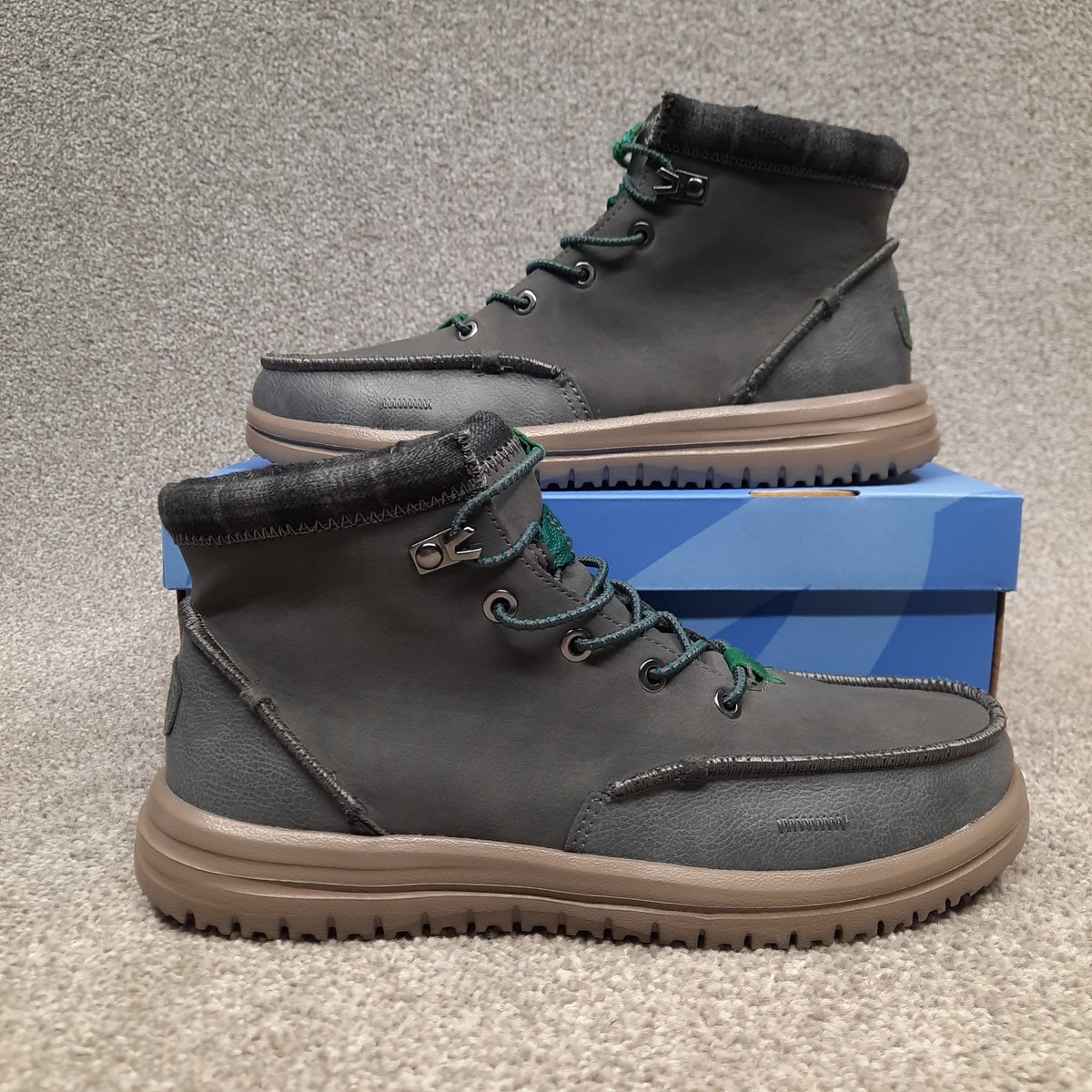 Hey Dude Mens Bradley Charcoal Grey Boots Shoes Size 11 