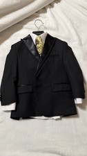 Tazio Black Boys Youth 4 Four Piece 2 Button Suit Tuxedo