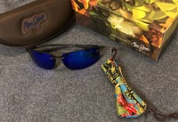 Maui Jim B407-11 Ho'okipa Sunglasses Grey Frame / Blue Hawaii Polarized Lenses