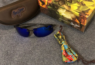 #ad Maui Jim B407 11 Ho#x27;okipa Sunglasses Grey Frame Blue Hawaii Polarized Lenses $110.00