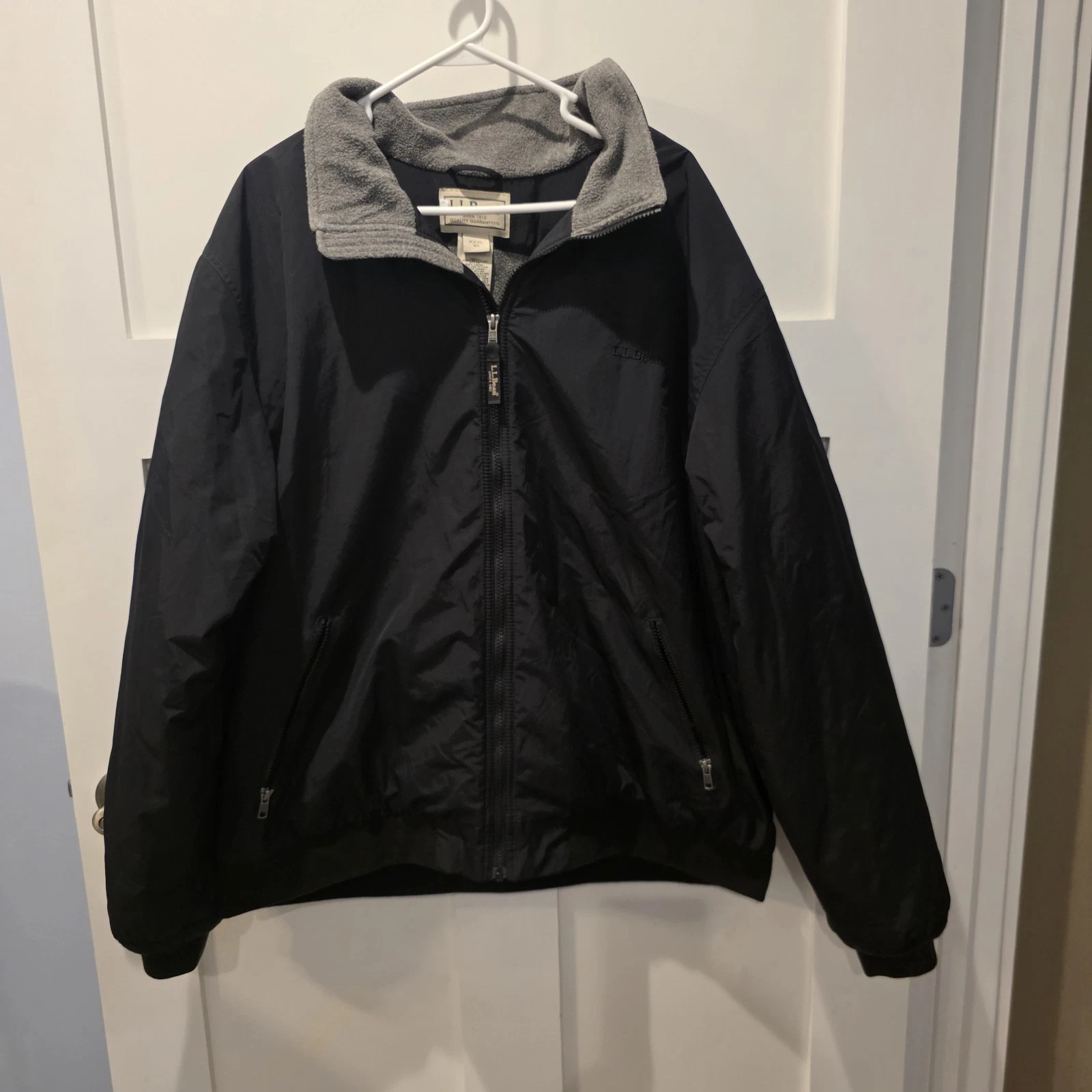 L.L. Bean Warm-Up Fleece Lined Jacket Black Men’s Size 3XL Full Zip Bomber 90s