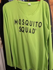 Ladies XXL V Neck Green Long Sleeve Mosquito Squad Shirt