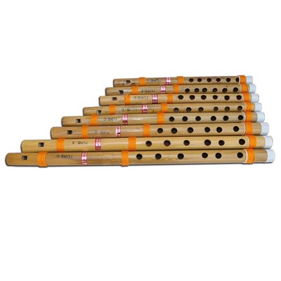 Musical Straight Bansuri Set, Bamboo Indian Flutes Pack of 8 Pcs Open Native