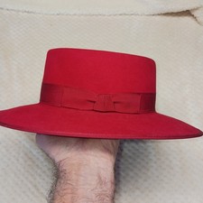 Vintage Akubra Squatter Cowboy Hat Fitted Mens 55 6 7/8 Pure Fur Red Felt 90s