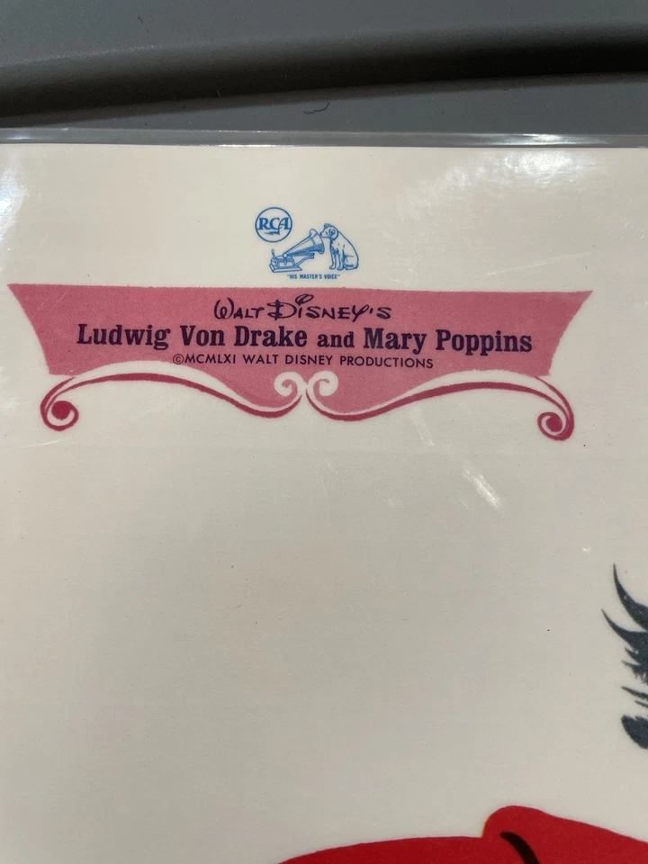 Póster vintage 1961 Walt Disney Ludwig Von Drake & Mary Poppins RCA Hedwin Foto 4 de 4