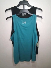 Womens Size 1X 16W-18W Terra & Sky 2pk High Neck Rib Tank Top Shirts NWT