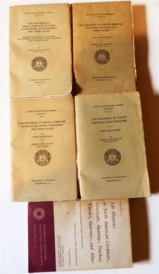 Life Histories of North American Birds by Bent. 5 volumes, all rare 1st editions