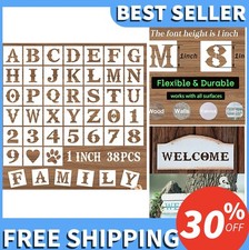 Letter and Number Stencils 1 Inch 38 Pcs Reusable PET Plastic Alphabet Templates