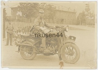 Original Japanese Army Photo Troop Riding Type 95 Motorcycle c.1930's J54