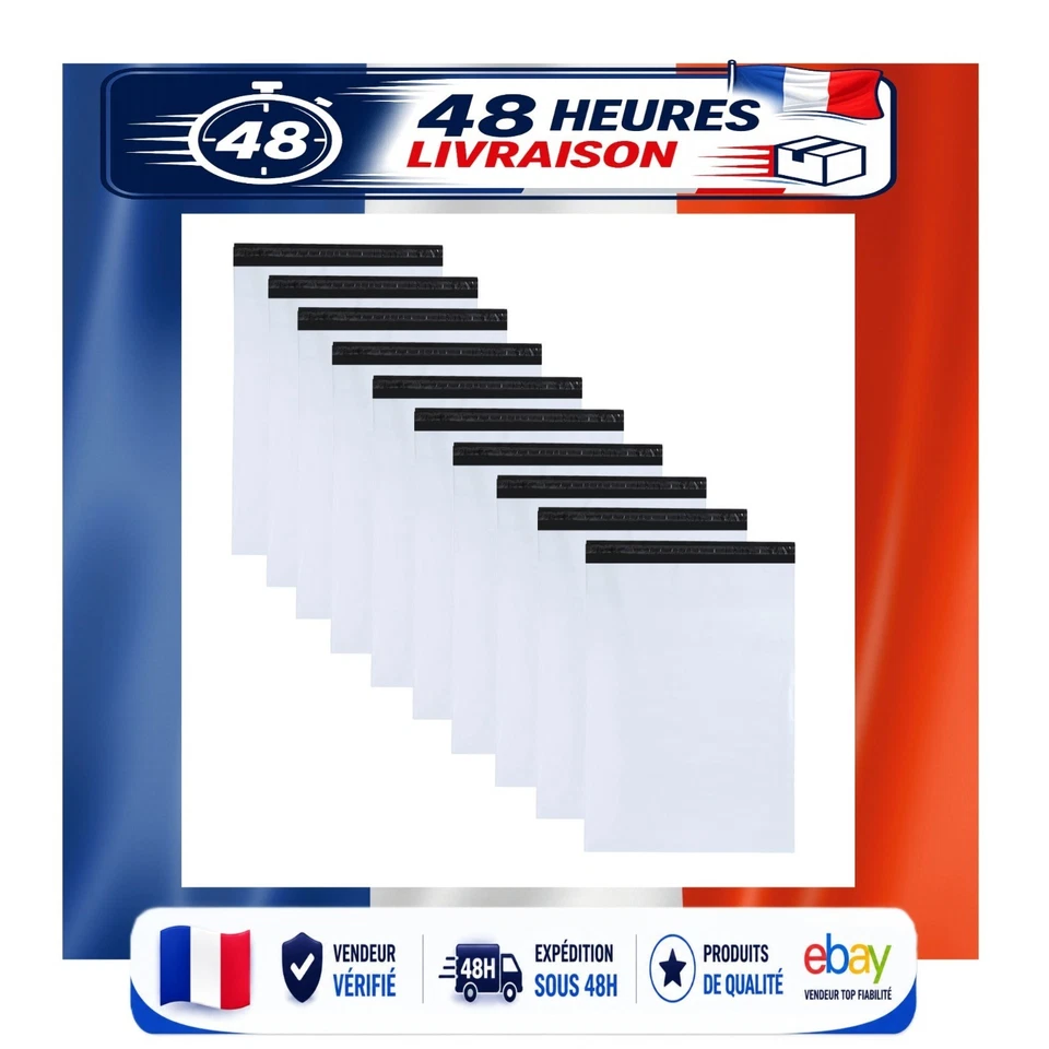 Enveloppes d'expédition plastique 35x45cm adhésives x10 BIGJIYU - Photo 1/4
