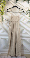 Urban Outfitters Women's Tan Tie Back Midi Dress Tan Pockets SleeveleSize Small