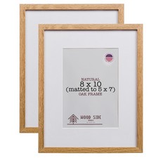 Oak Wood Picture Frames 8x10 with Mat for 5x7 - Set of 2 - Natural Solid Wood...