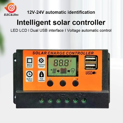10/40/100A Solar Panel Regulator Charge Controller Auto Focus Tracking 12/24V US