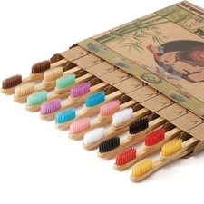 20 Count Bamboo Toothbrushes - BPA Free Soft Bristles Natural Toothbrush Set ...