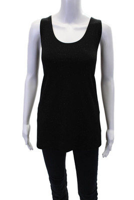 Sympli Womens Sleeveless Pullover Relax Rank Top Black Sparkle Size 10