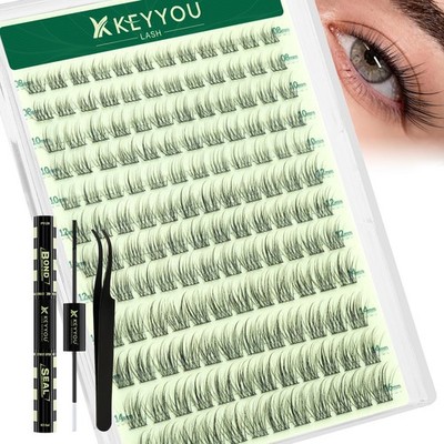 KEYYOU Lash Clusters Kit Natural 8-16MIX C Curl   Wispy Fluffy Lash Extension...