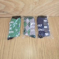 3 Pair Of Golf Novelty Funny Socks Men US Size 7-12 NIP Lot 3