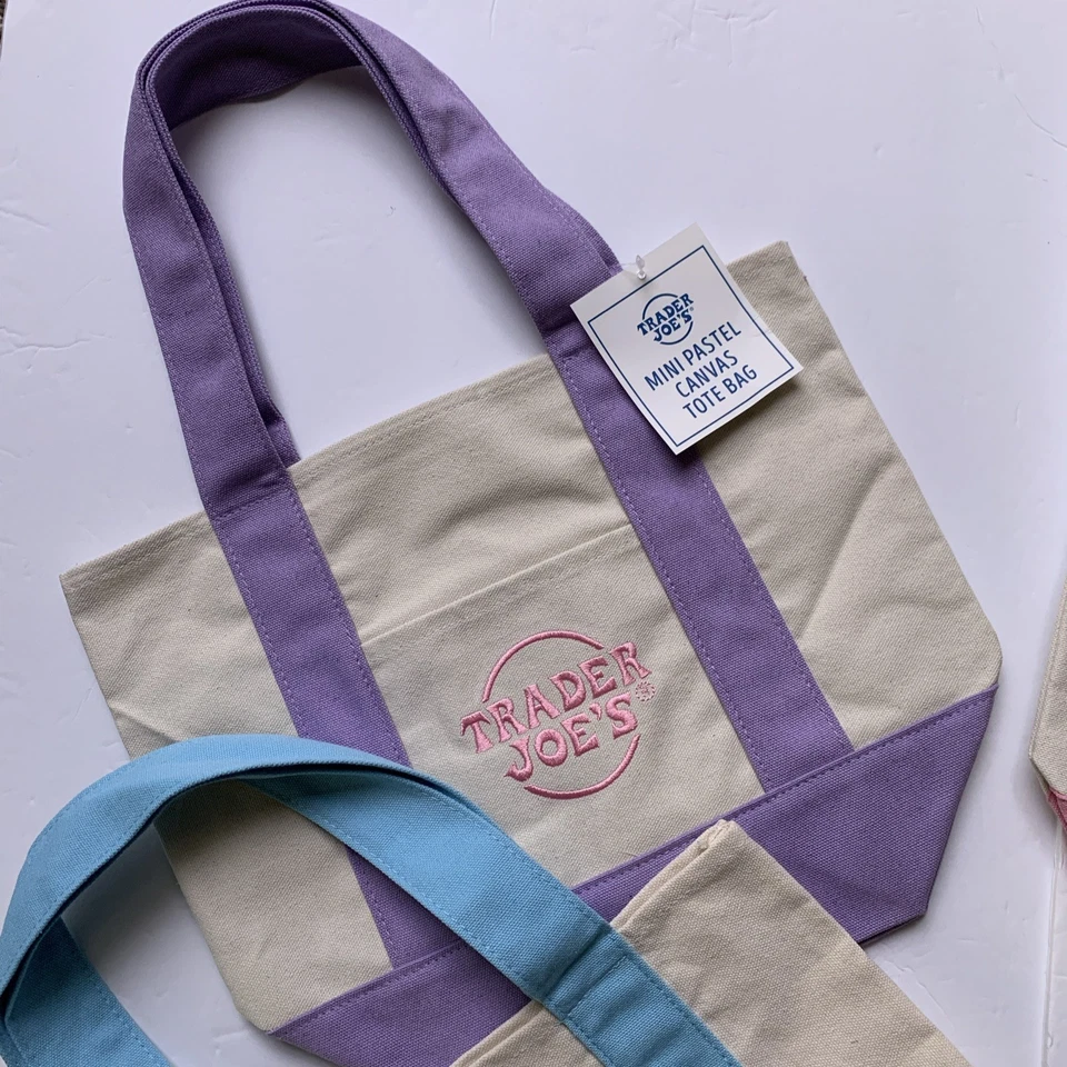 Trader Joe Mini Bolso de Mano Juego de 4 Rosa Verde Azul Morado NUEVO CON ETIQUETAS 2025 NUEVO CON ETIQUETAS Foto 3 de 4