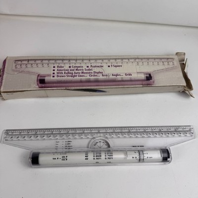 Vintage Desktop Accents All Purpose Desk Mate 12'' Rolling Parallel Ruler in Box
