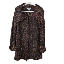 VTG 80s Acorn Shawl Collar Alpaca Mohair Multicolor Boucle Duster Cardi L Retro