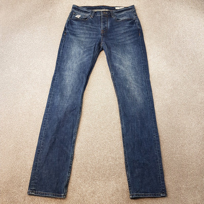 Pretty Green Mens Jeans 30x34 Blue Erwood Slim Fit Wash Denim Mod Liam W30 L34