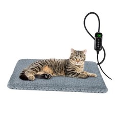 Heated Cat Bed, Waterproof Adjustable Temperature Dog Cat S: 18" x 16" Grey