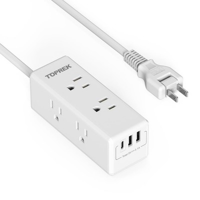 2 Prong Power Strip, TOPREK 2 Prong to 3 Prong Outlet Adapter, 1440J 2 Prong ...