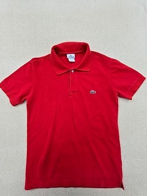 Lacoste Mens Polo Shirt Red Cotton Short Sleeve Regular